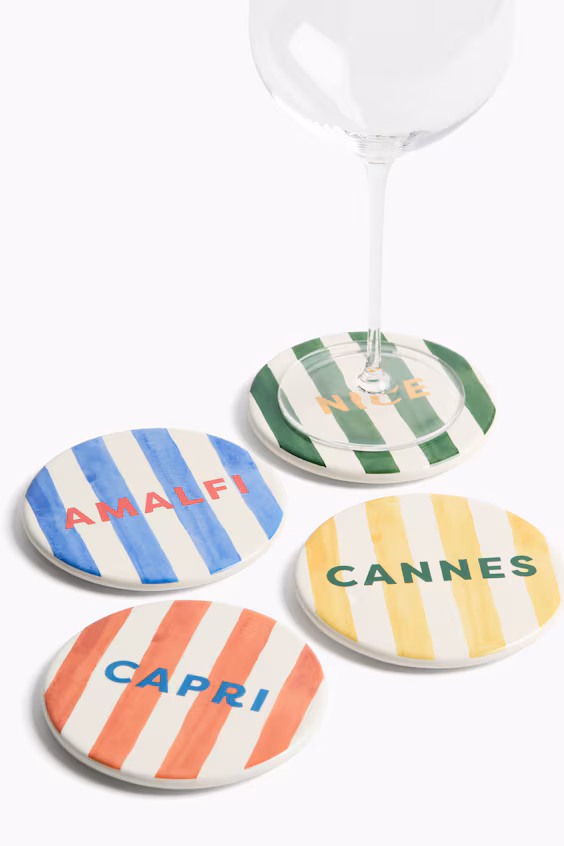 Набор из 4 подставок под стаканы из фарфора