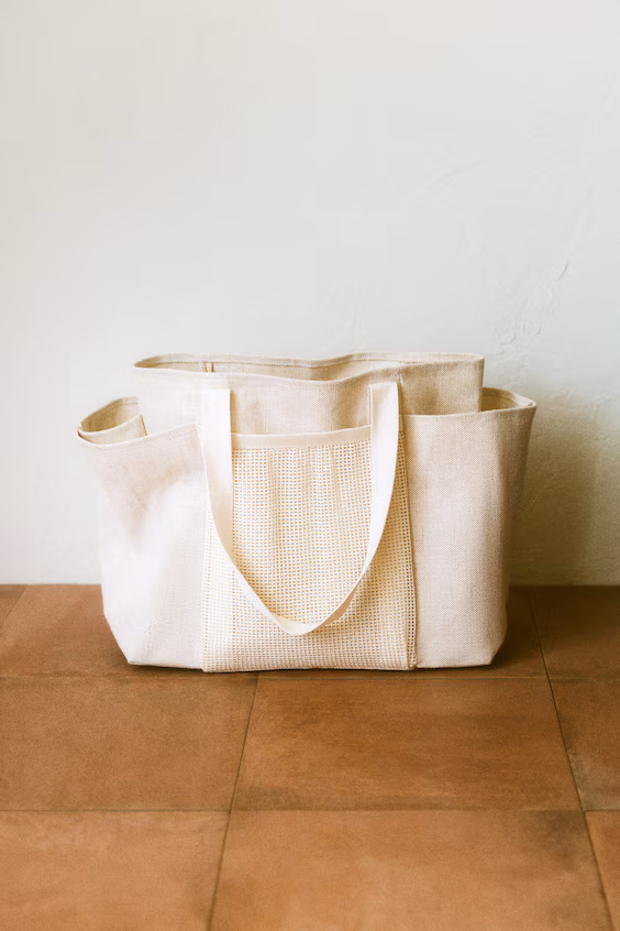 Большая сумка-шоппер из смесовой джутовой ткани