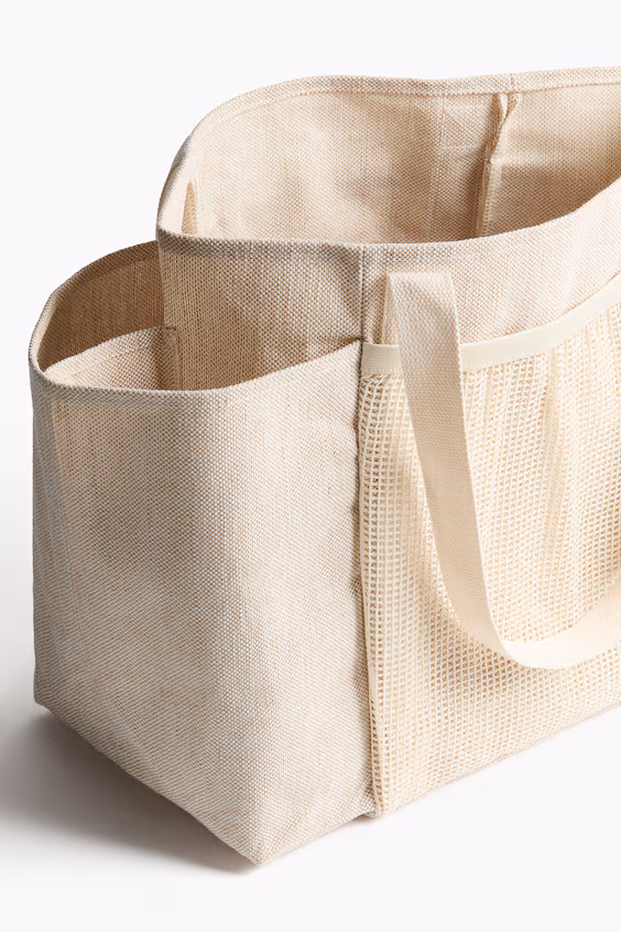 Большая сумка-шоппер из смесовой джутовой ткани