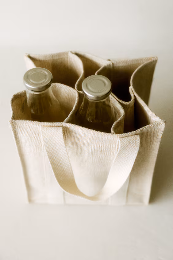 Сумка для бутылок из смесовой джутовой ткани