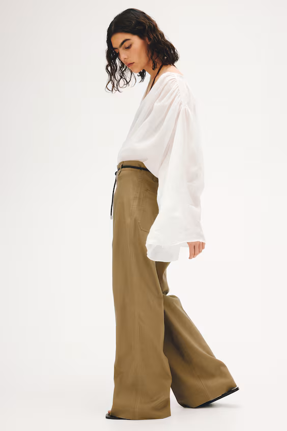 Брюки bootcut из смесового льняного материала