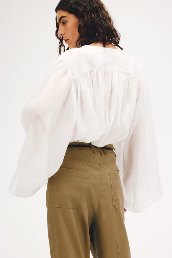 Брюки bootcut из смесового льняного материала