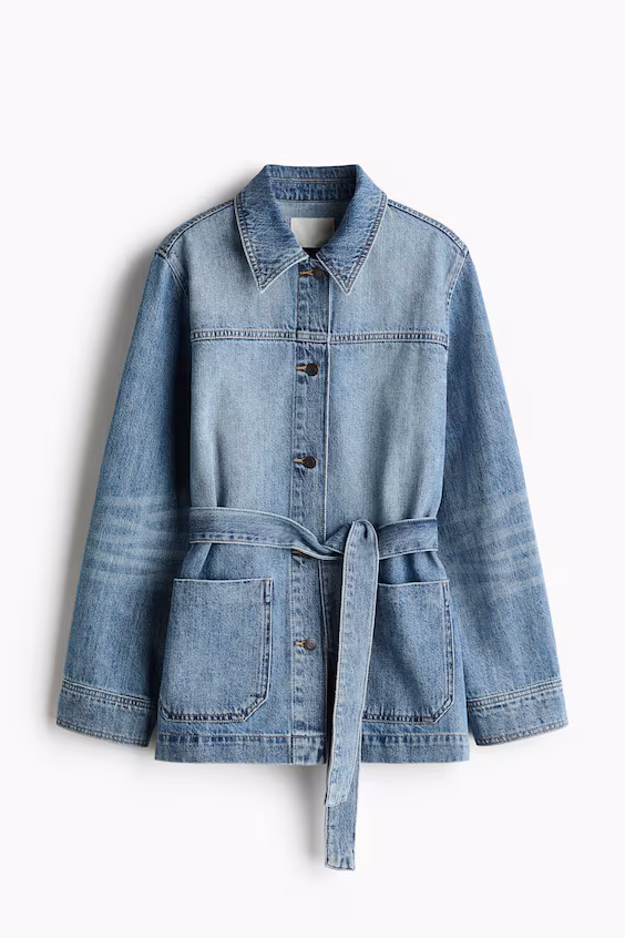 Джинсовый пиджак с завязкой
