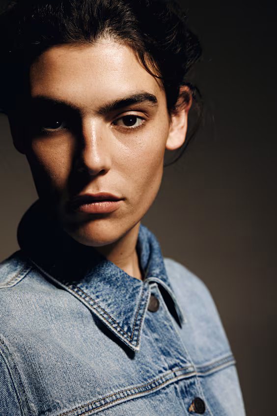 Джинсовый пиджак с завязкой