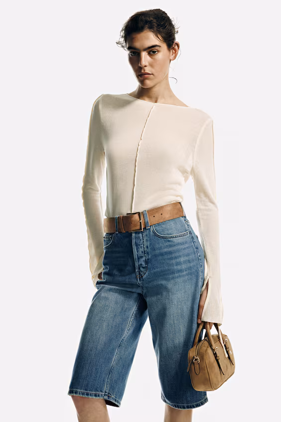 Джинсовые бермуды с ремнем