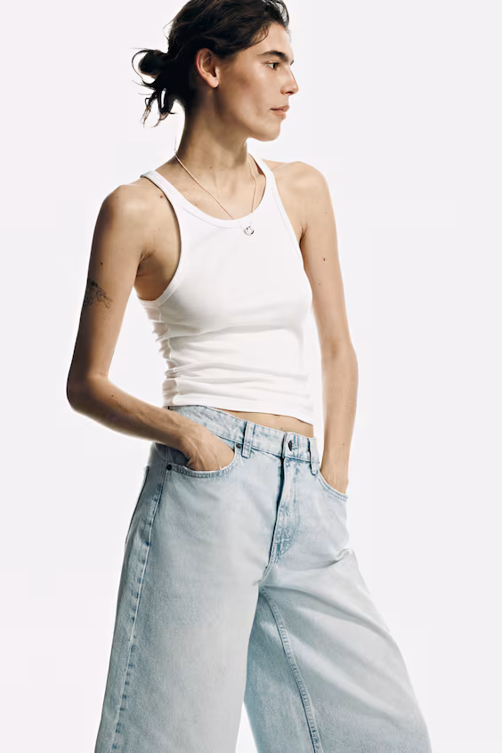 Широкие джинсы-кюлоты со стандартной талией