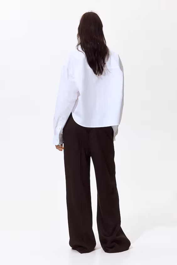 Широкие брюки из смеси льна