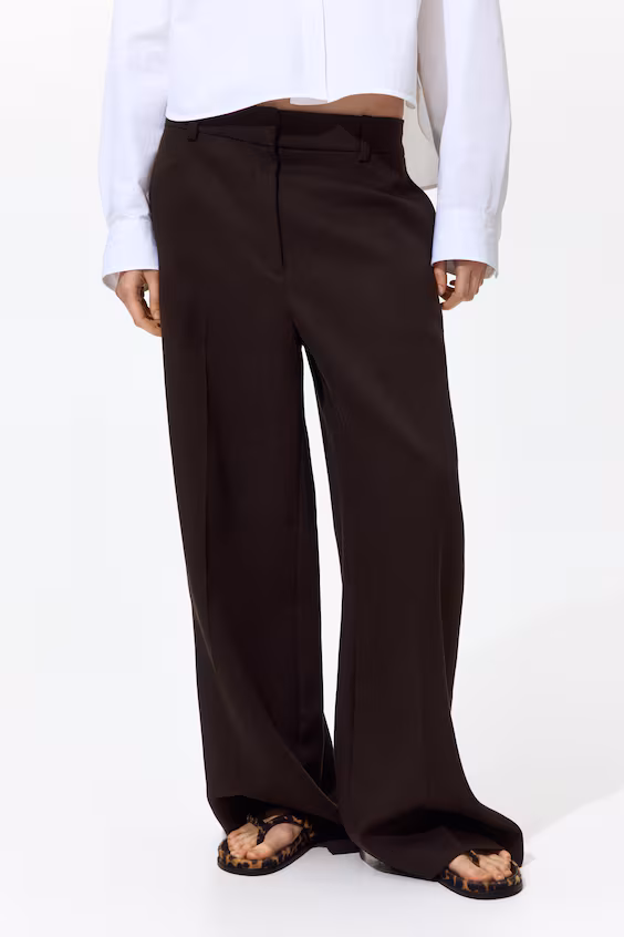 Широкие брюки из смеси льна