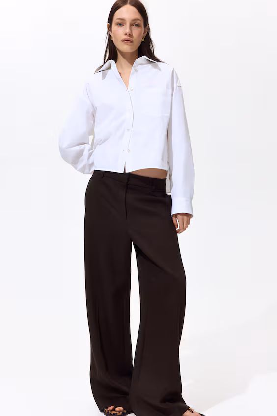 Широкие брюки из смеси льна