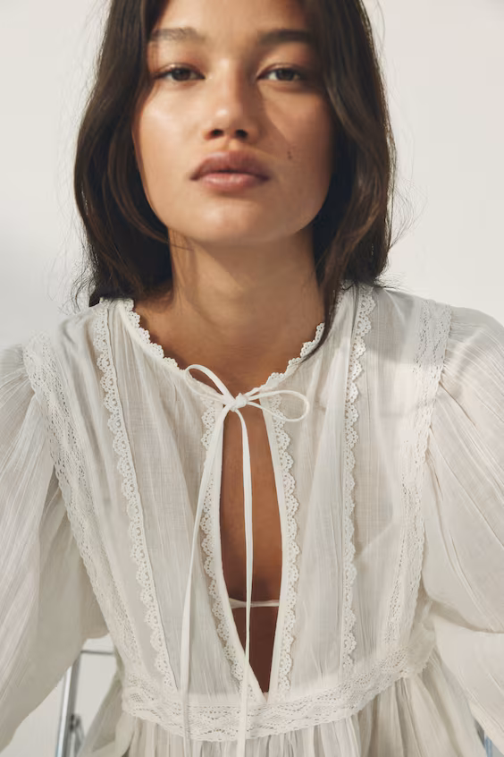 Блузка из хлопка с кружевом