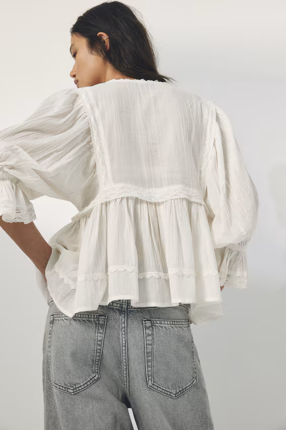 Блузка из хлопка с кружевом