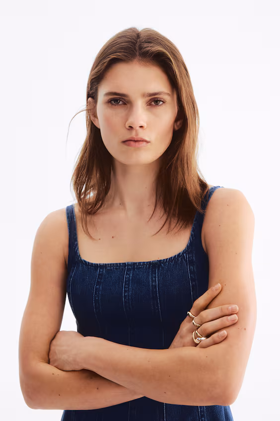 Платье миди из джинсы