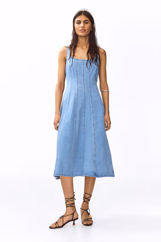 Платье миди из джинсы