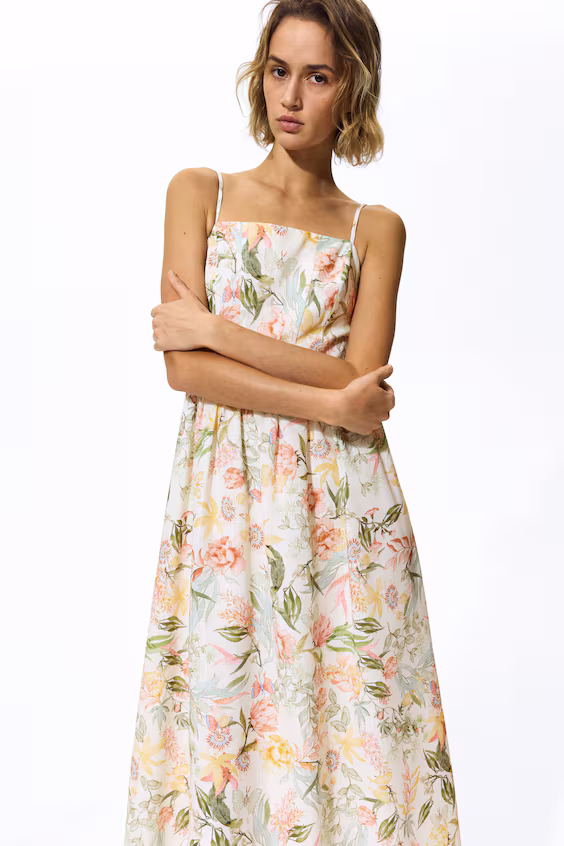 Платье миди на бретельках