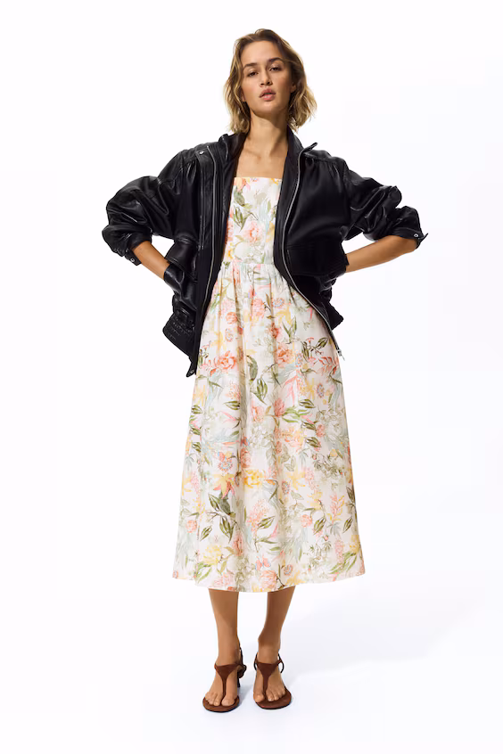 Платье миди на бретельках