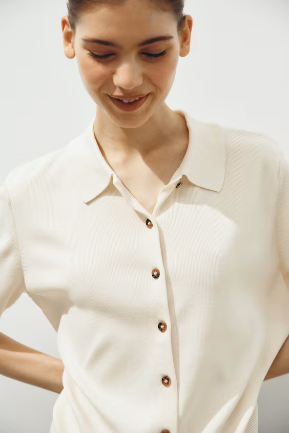 Кардиган из мягкой ткани с воротником