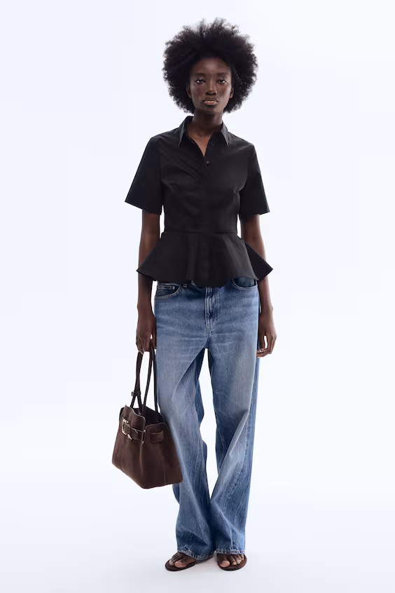 Блуза пеплум из поплина