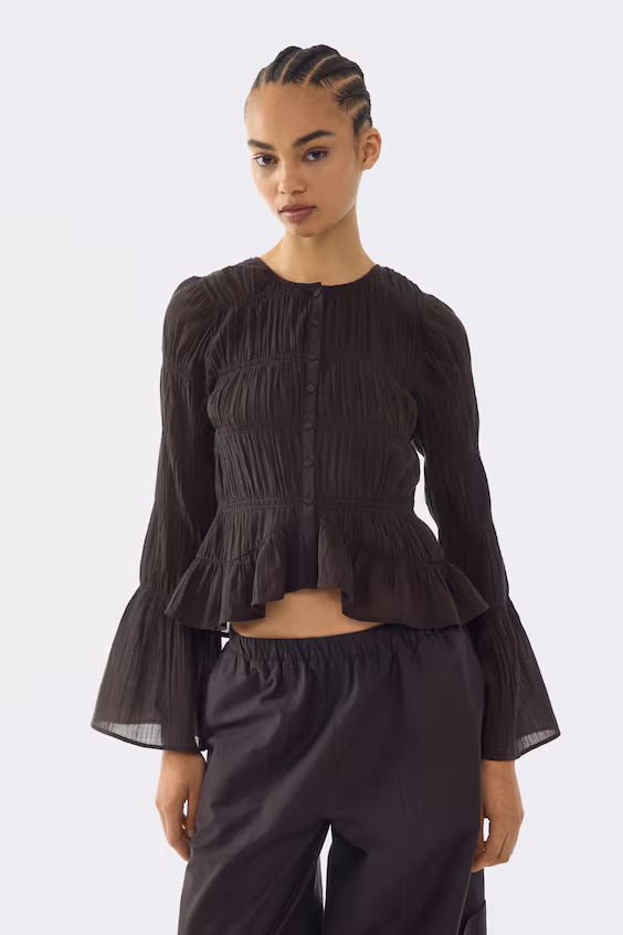 Блуза из хлопка с рюшами h&m