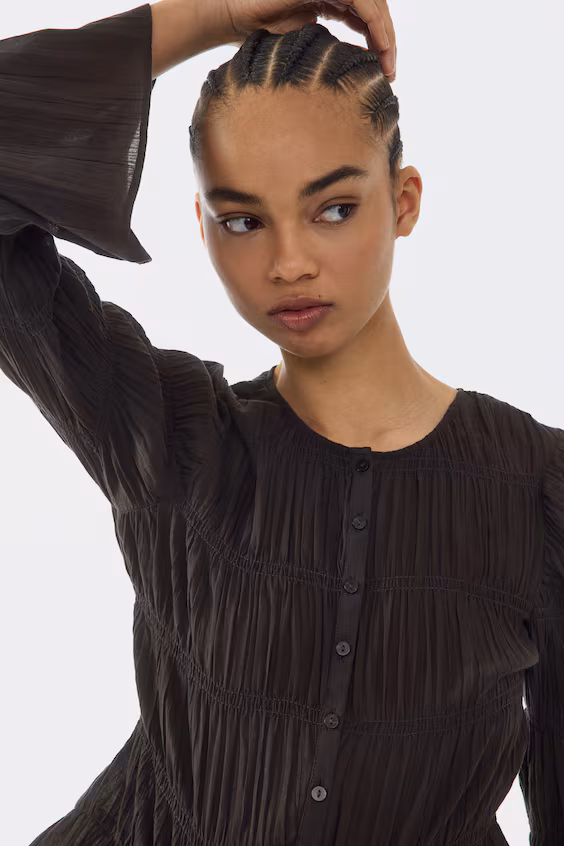 Блуза из хлопка с рюшами h&m