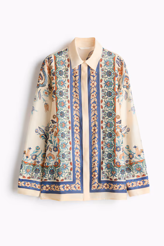 Рубашка oversize с принтом h&m