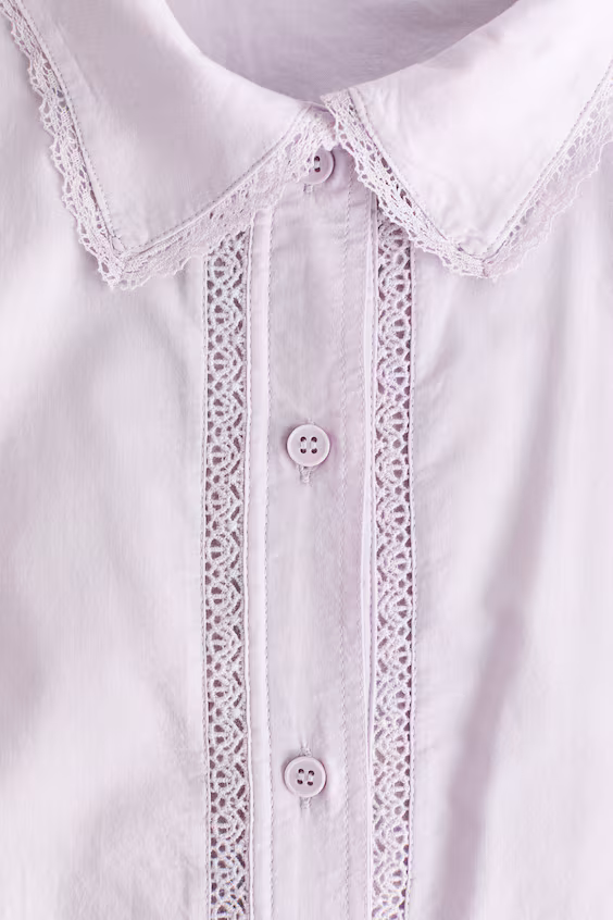 Рубашка из хлопка с кружевом h&m