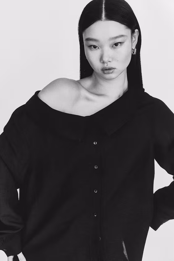 Рубашка без плеч в льняной смеси