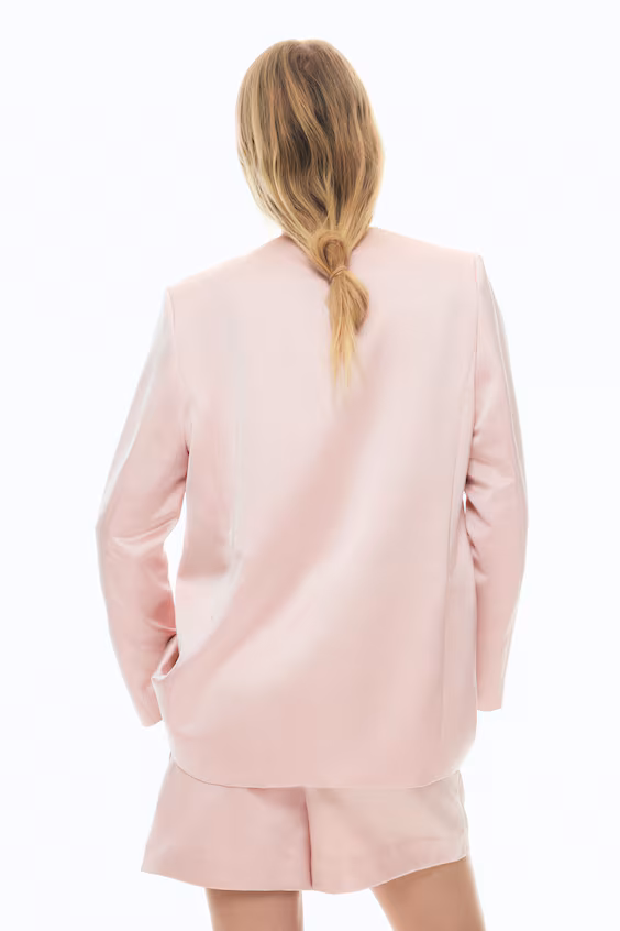 Блейзер из атласа без воротника