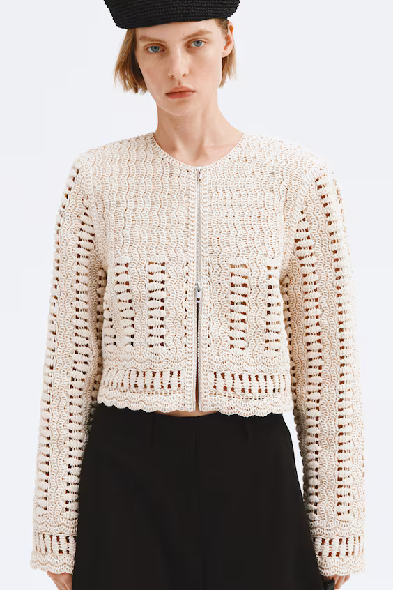 Хлопковое пальто с вязаными мотивами