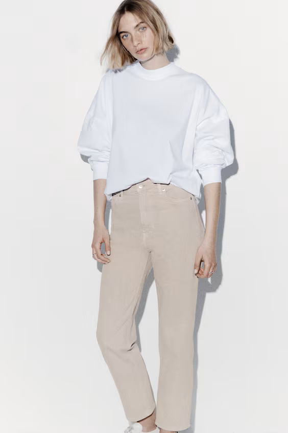 Джинсы mom slim fit с высокой талией и укороченные