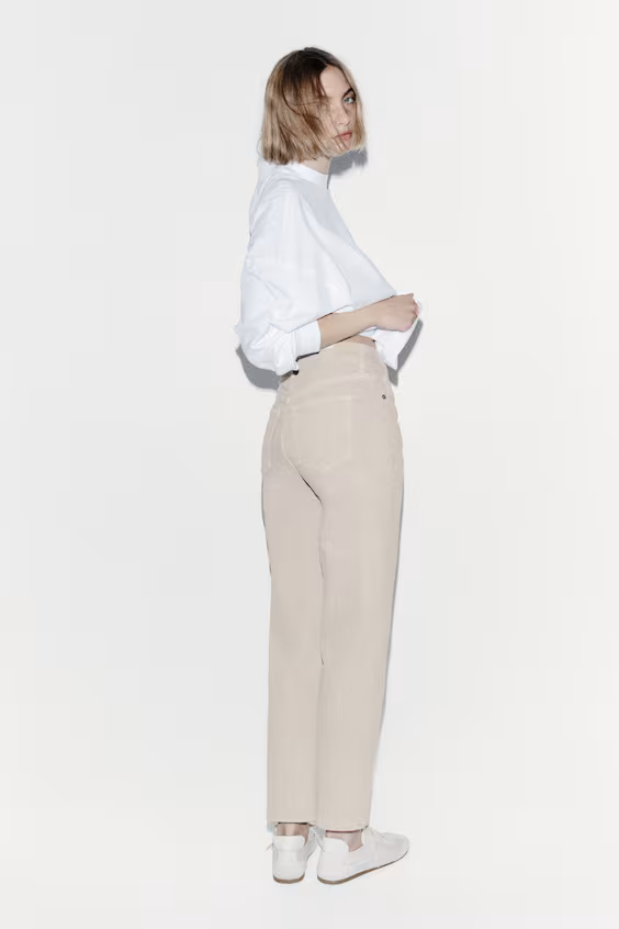 Джинсы mom slim fit с высокой талией и укороченные