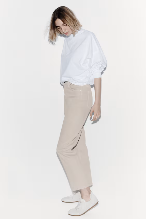 Джинсы mom slim fit с высокой талией и укороченные