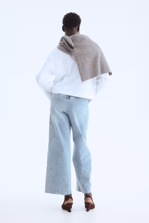 Джинсы с высокой посадкой и широкими бедрами до щиколотки