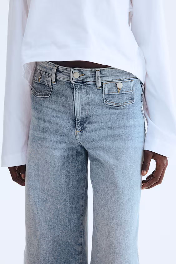 Джинсы с высокой посадкой и широкими бедрами до щиколотки