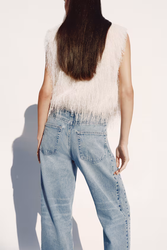 Джинсы с высокой посадкой и бочками до щиколотки