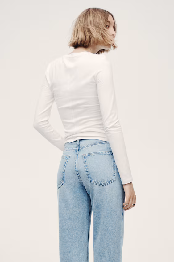 Джинсы прямого кроя с высокой посадкой до щиколотки