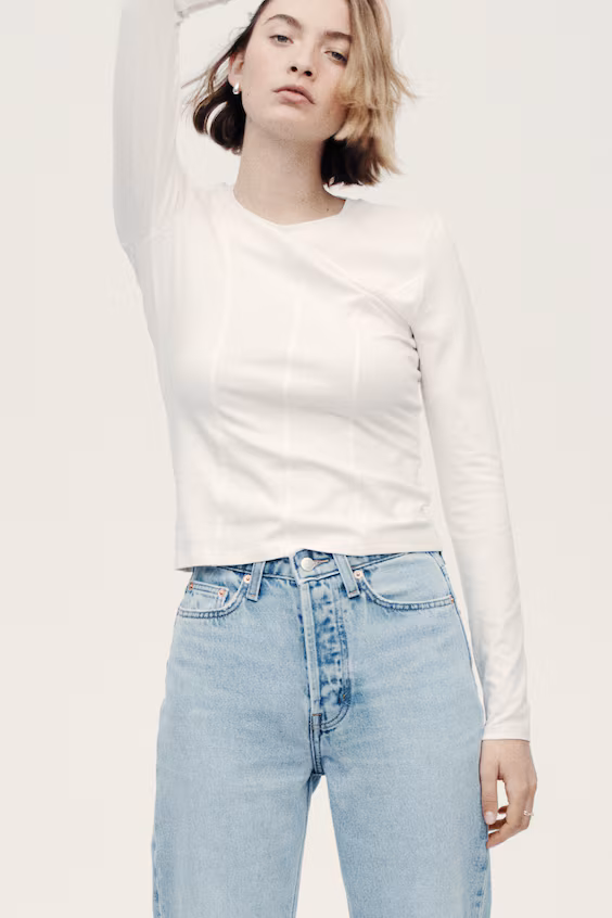 Джинсы прямого кроя с высокой посадкой до щиколотки