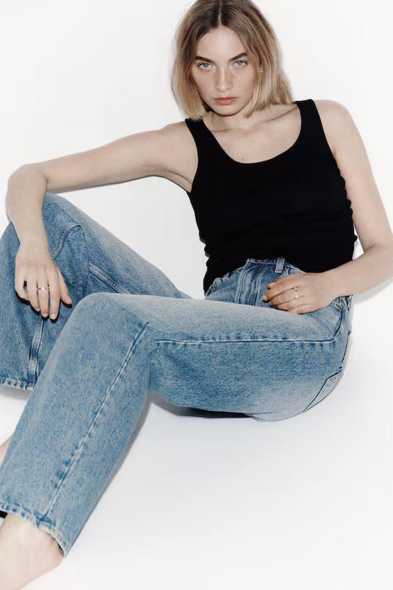 Джинсы прямого кроя с широкой посадкой