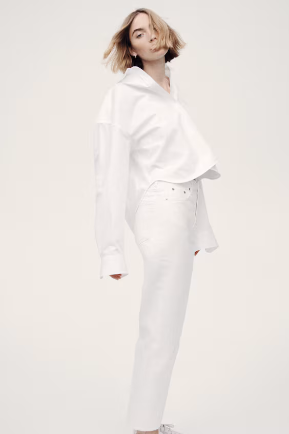 Джинсы прямого кроя с высокой посадкой до щиколотки