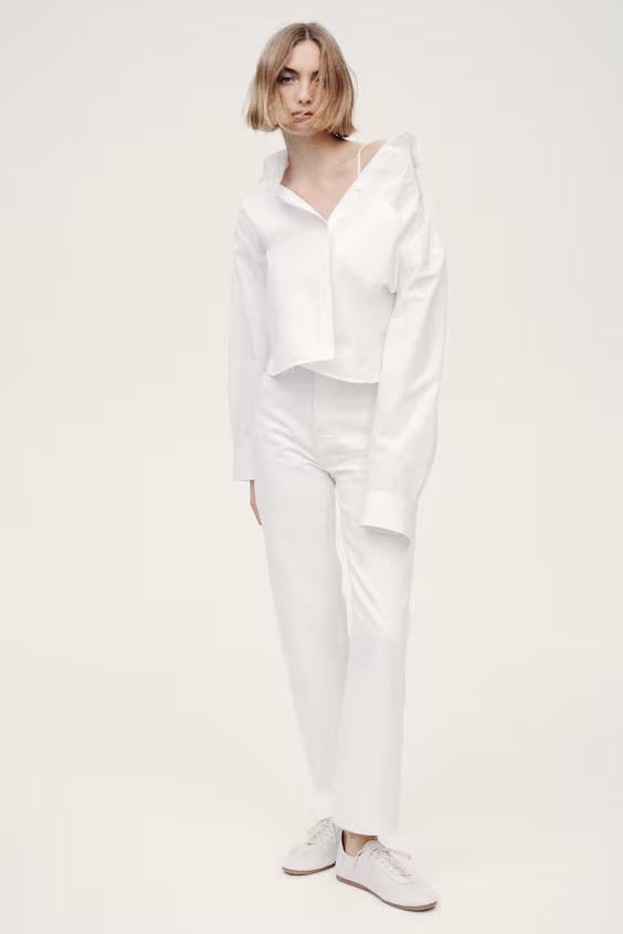 Джинсы прямого кроя с высокой посадкой до щиколотки