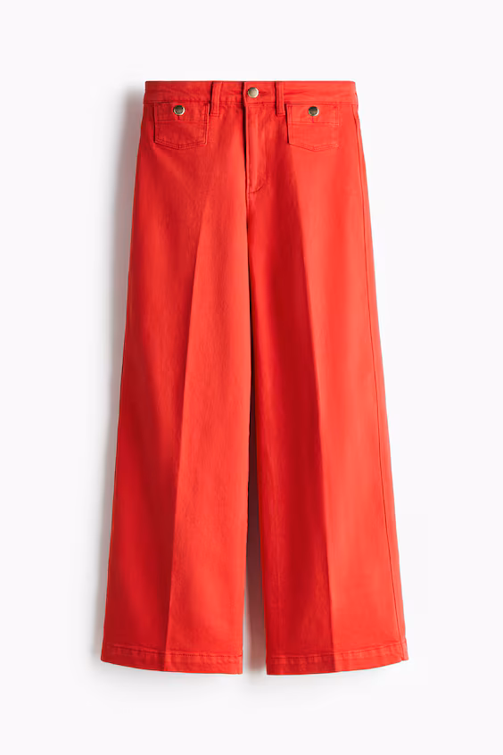 Джинсы с высокой посадкой и широкими штанинами до щиколотки