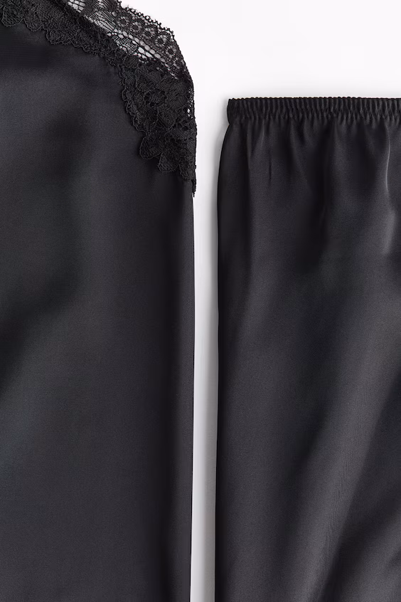 Пижама из атласа с кружевом