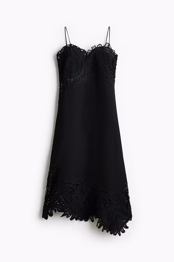 Платье из смесового льна с кружевом