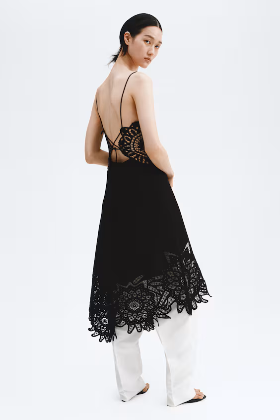 Платье из смесового льна с кружевом