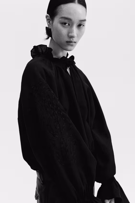 Рубашка с вышивкой из смеси льна