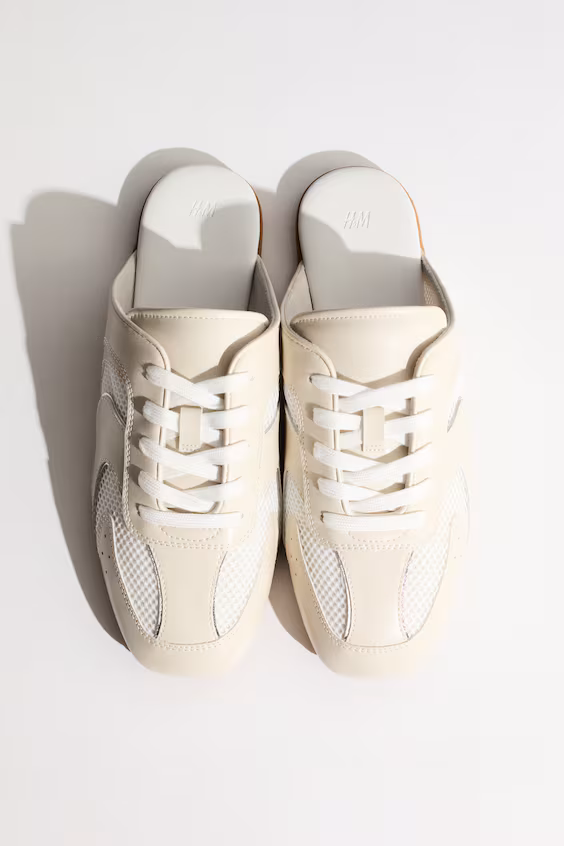 Мюли в стиле кроссовок из кожи