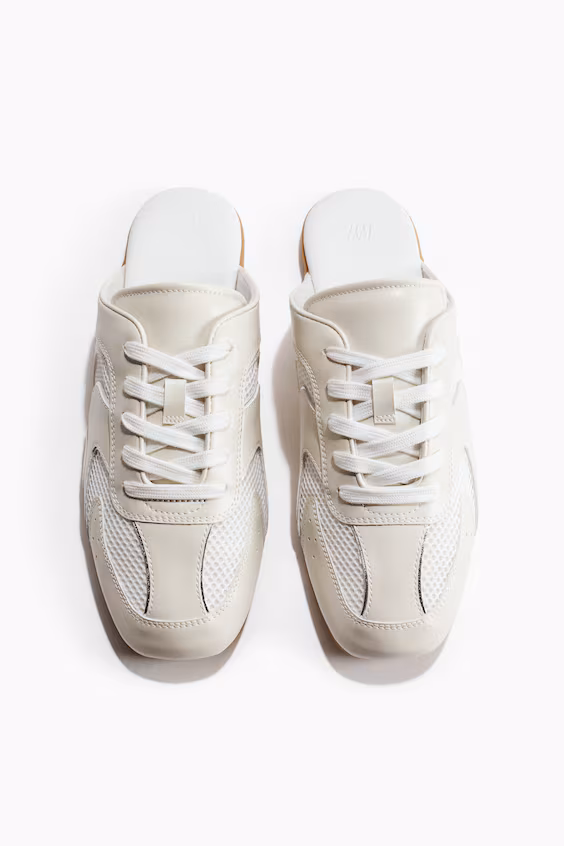 Мюли в стиле кроссовок из кожи