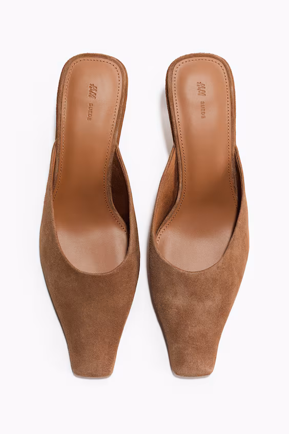 Мюли в коже с коническим каблуком