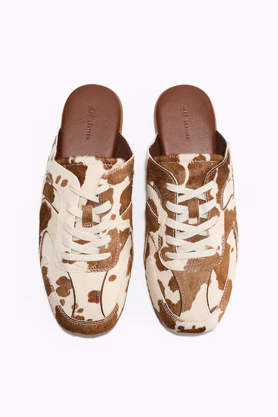 Мюли в стиле кроссовок из кожи