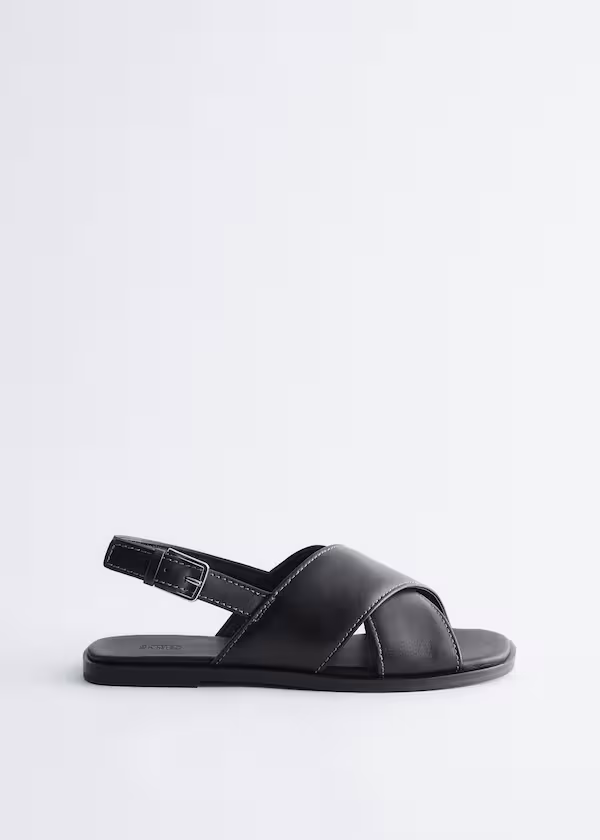 Сандалии из кожи на крестик