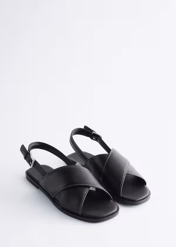 Сандалии из кожи на крестик